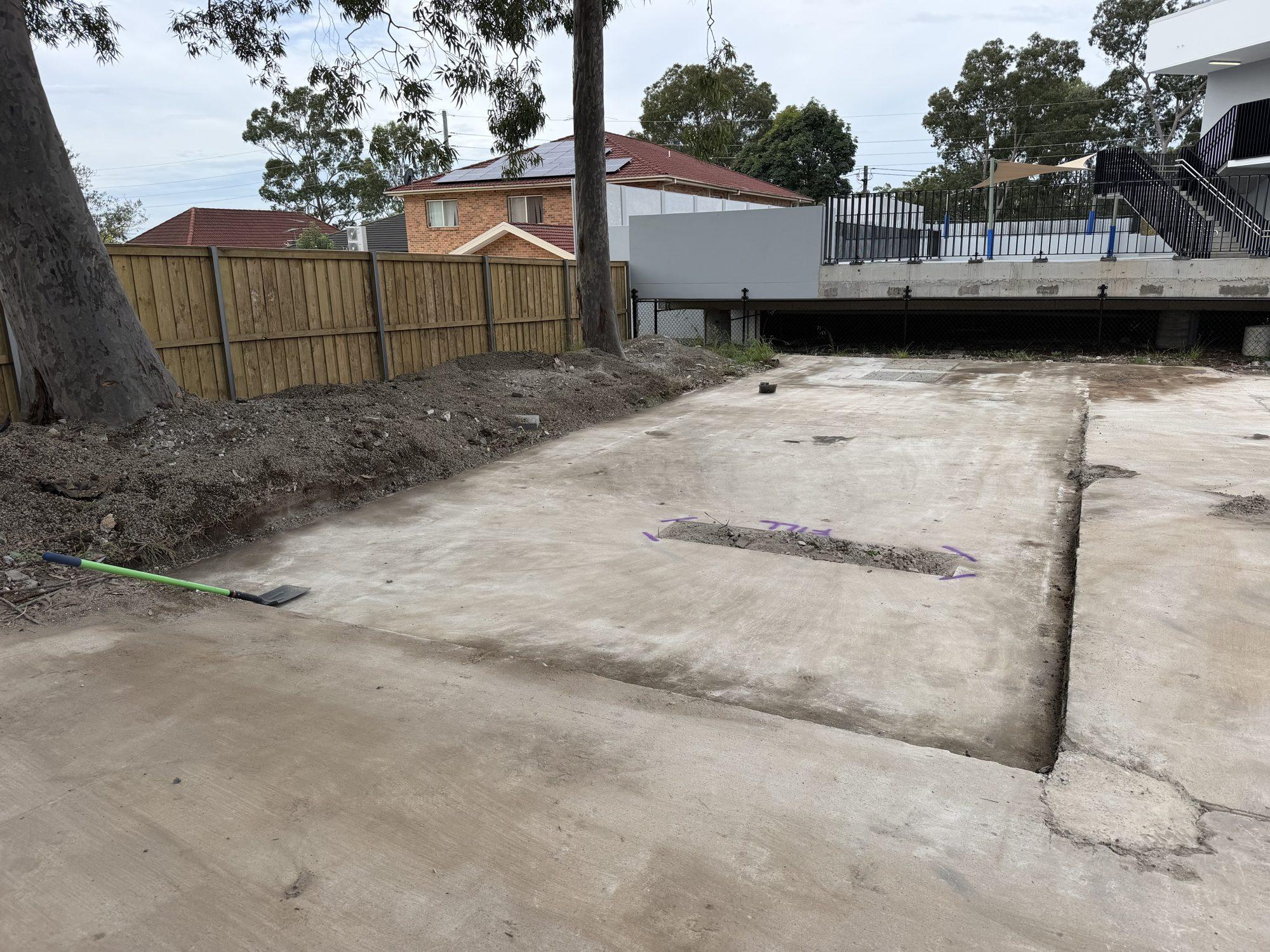 Wide view of the cleared and swept area handed back to the head contractor