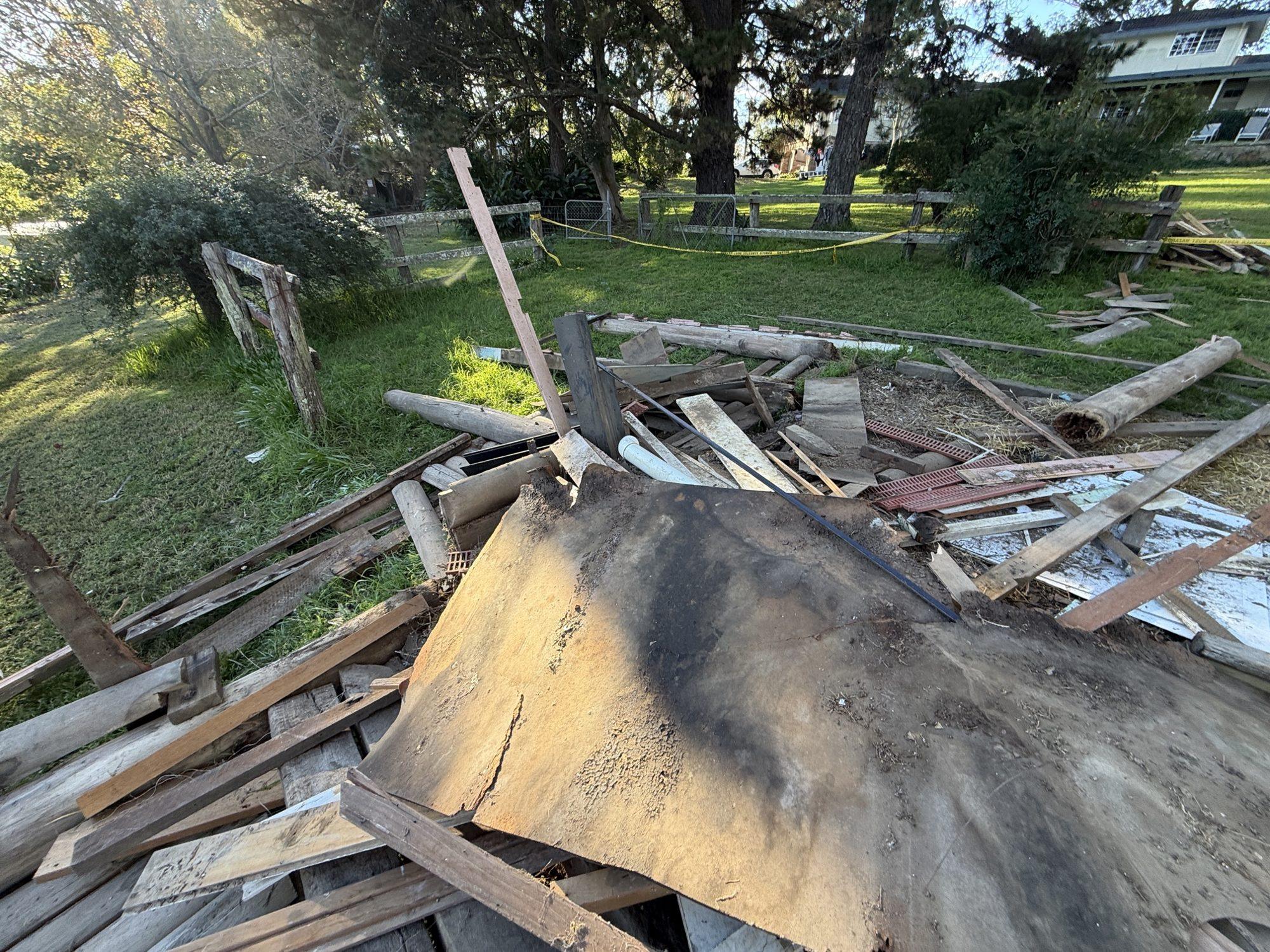 Timber sorted into its own recycling stream during a Dural shed job